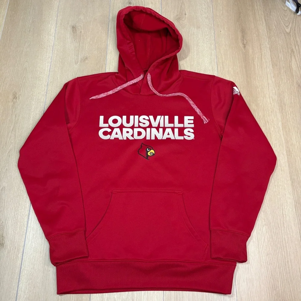 Adidas Louisville Cardinals Mens Small Red ClimaWarm Hoodie Sweatshirt NCAA